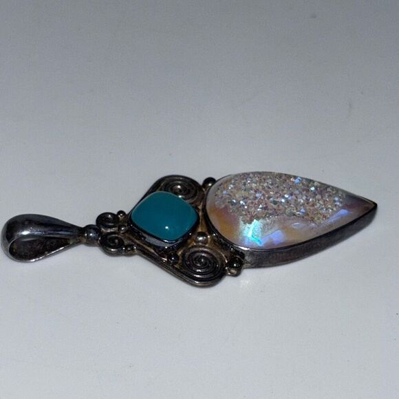 sajen moonstone & blue stone 925 silver pendant arrowhead turquoise - Picture 4 of 9